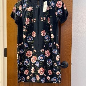 Universal Thread Black Dress with Pink and Blue Floral Design